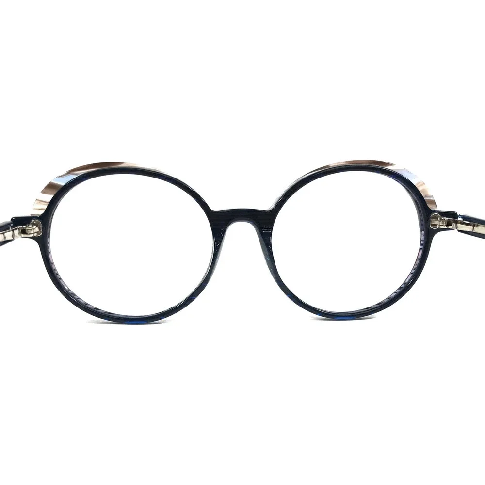 J. F. Rey Eyeglasses Frames JF1528 2520 Blue Brown Horn Cat Eye 54-19-143